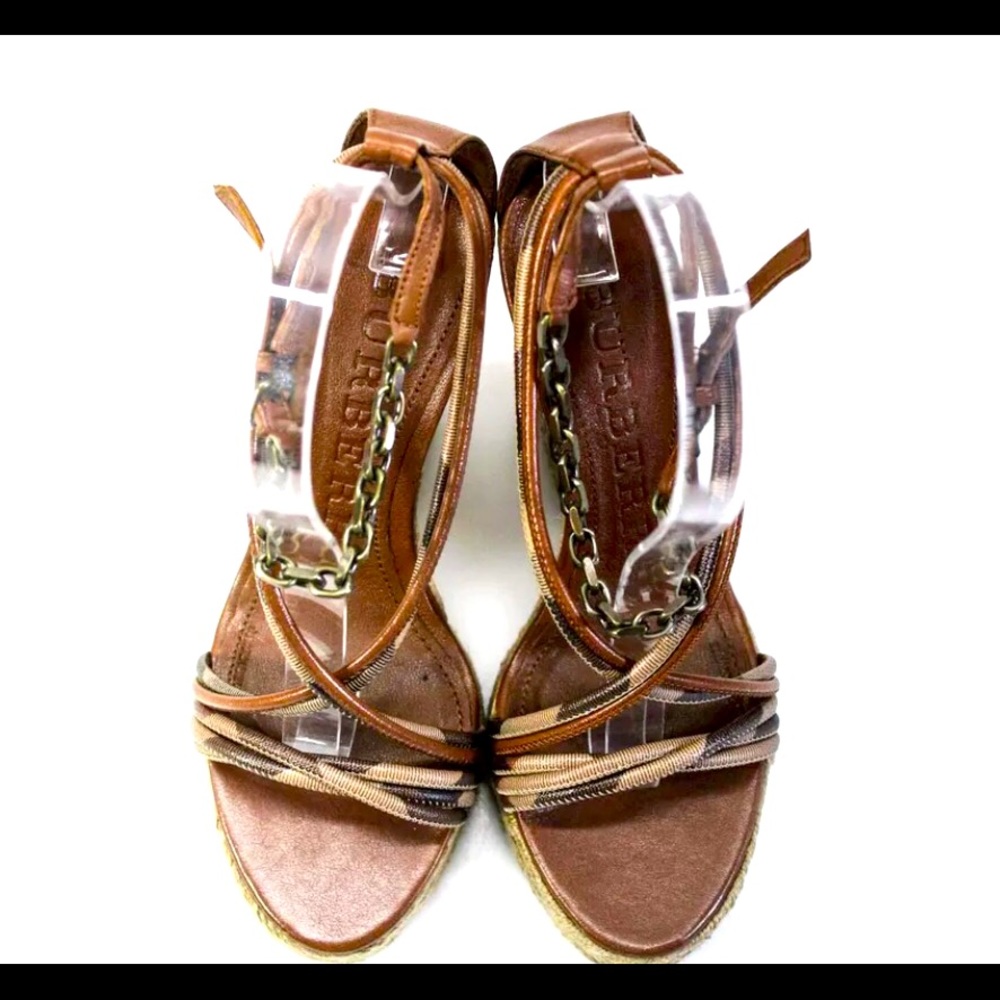 🔥🔥BURBERRY🔥STRAPPY ” RAFFIA” WEDGES🔥🔥 - Picture 2 of 7